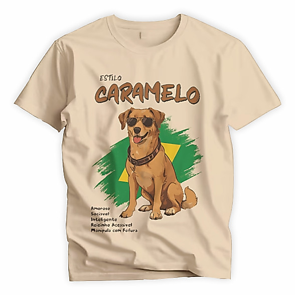 Camiseta Streetwear Vintage Unissex Poliéster Estilo Cachorro Caramelo B1591 100% Algodão Envio Imediato