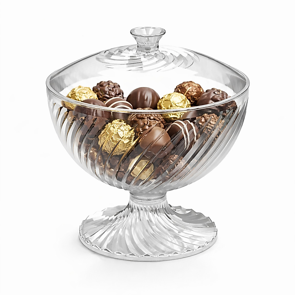 Bomboniere Baleiro Porta Doce Bombons Decoração Com Base Tampa Incolor 1,6l Acrí