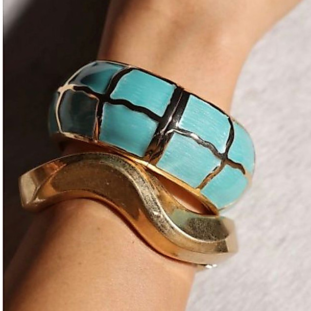 Bracelete Feminino Esmaltado Maxi Detalhes Dourados Premium Elegante e Sofisticado para Mulheres - Brac333