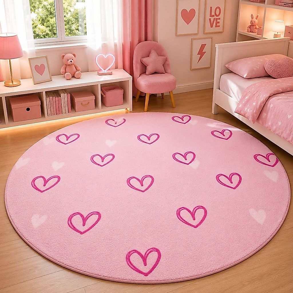 Tapete Redondo Decorativo 88cm Antiderrapante para Sala e Quarto 2182