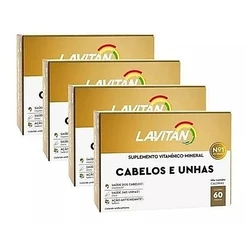 KIT 4X LAVITAN CABELOS E UNHAS 60 CÁPSULAS (240 Unidades)