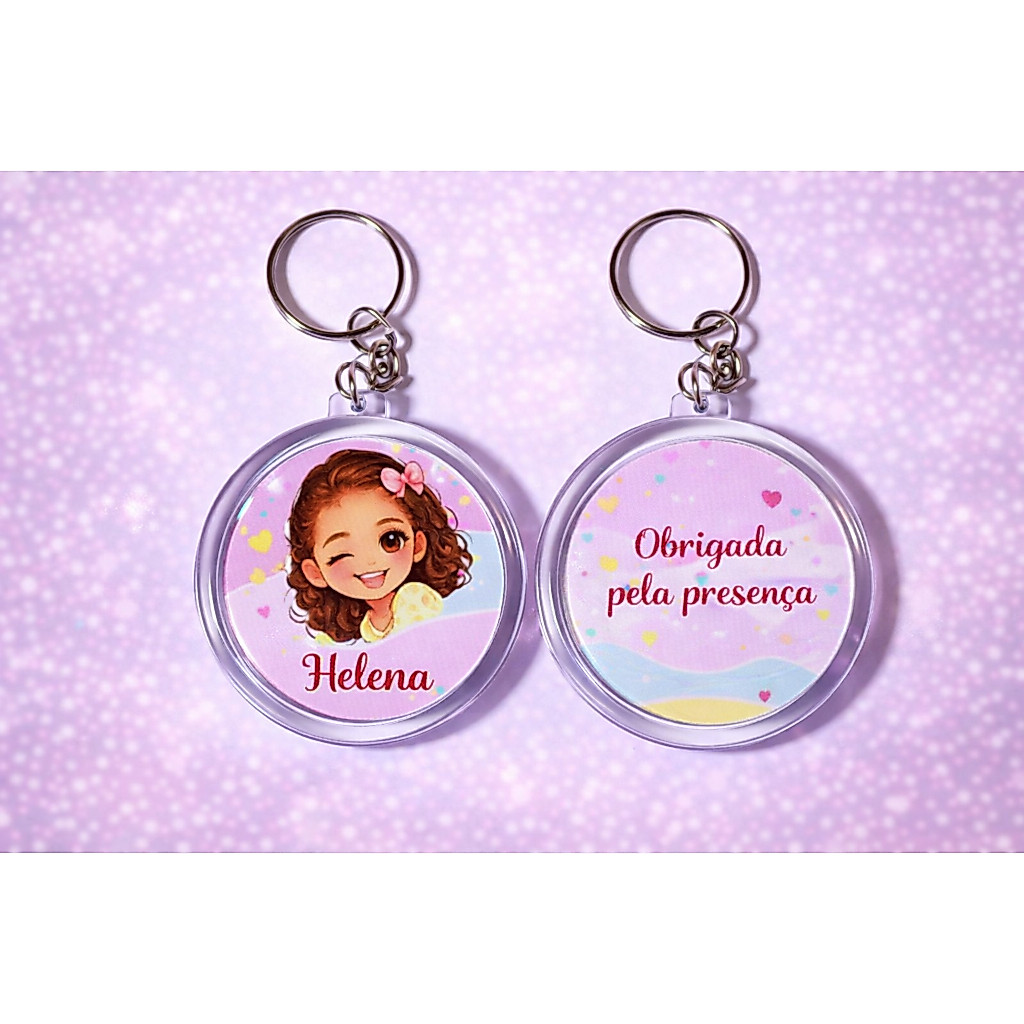 Chaveiro Personalizado com Foto Frente e Verso 5x5 Redondo Lembrancinha Aniversário Maternidade Igreja