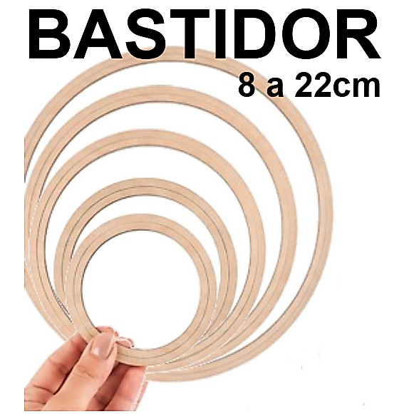 Bastidor de madeira mdf cru de 8cm a 20cm para Bordado, Macramê, Artesanato, Moldura - Monte seu kit! Aro Argola Circulo