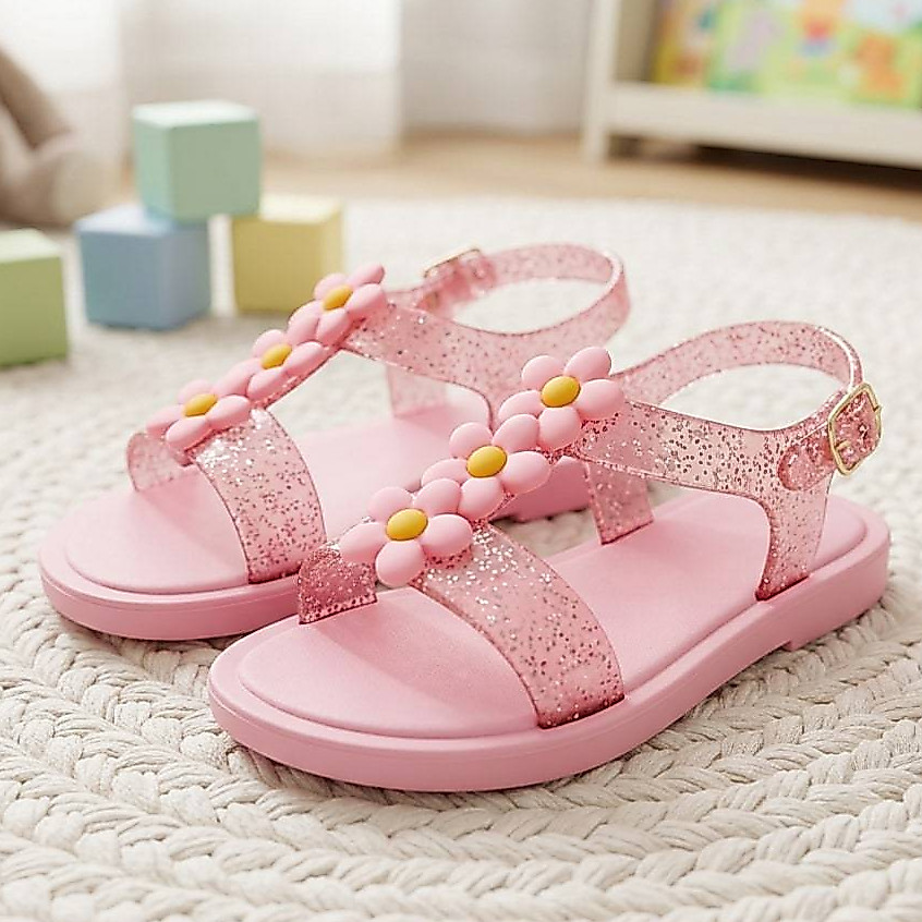Sandália feminina Infantil Conforto Emborrachado para menina Florzinha Rosa — imagem 2 de 2