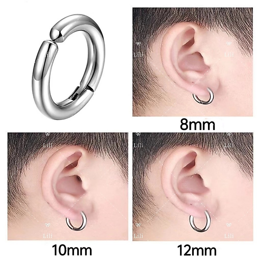 Kit 12 Pcs Brinco Falso De Pressão Argola Aço redondo Articulada — imagem 2 de 2