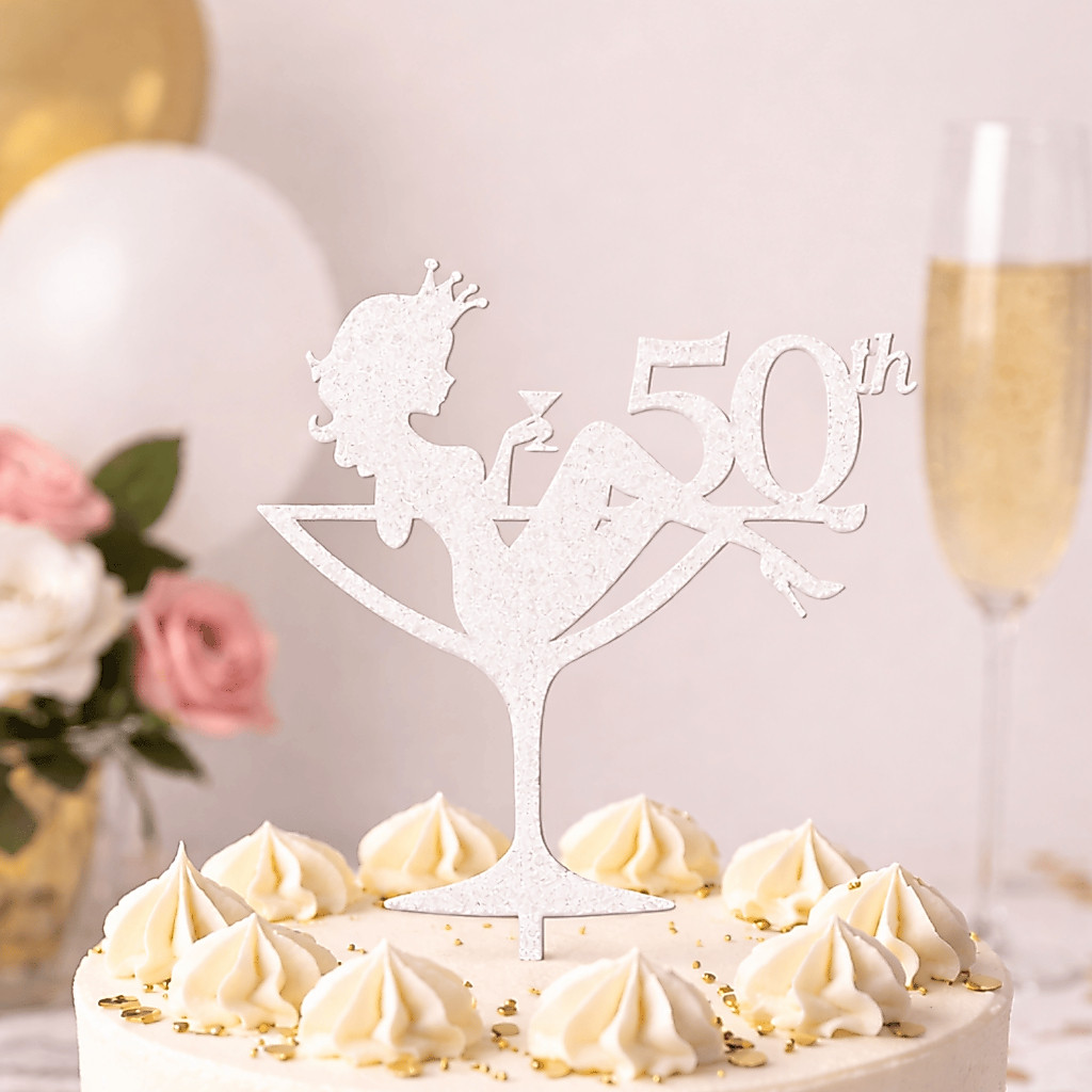 Topo de Bolo 50 Anos Luxo Topper Decorativo Sapato Festa Aniversário Bodas de Ouro — imagem 2 de 2