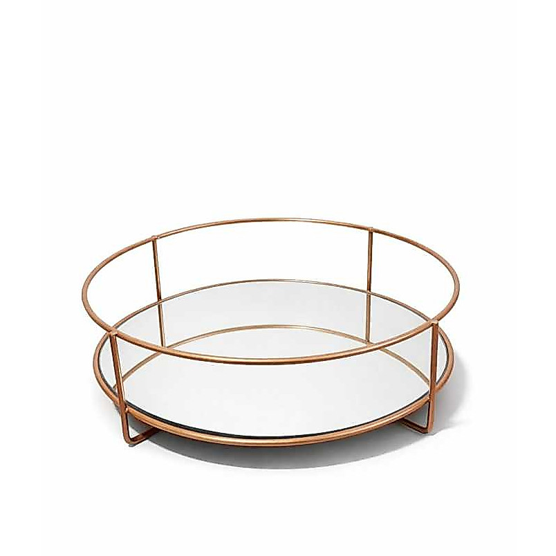Bandeja Decorativa Espelhada Redonda Decoração 22 diâmetro luxo Design Elegante lindas para decorar seu lar