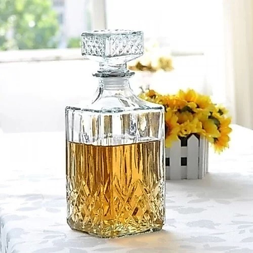 Garrafa Para Whisky Licor Vidro Transparente Decoração Retrô