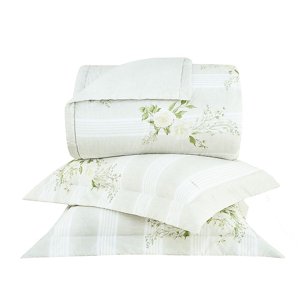 Kit Colcha Queen Buddemeyer Gran Percalle Blanche Estampado 3 peças