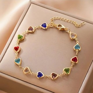 Pulseira Feminina Aço inox Coração Dourada