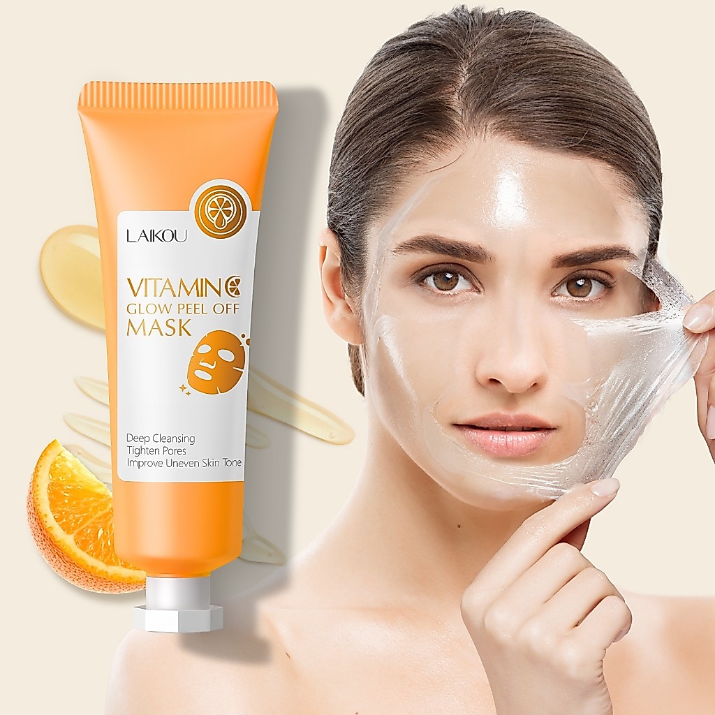 LAIKOU Vitamina C Glow Peel Off Máscara Apertar Poros Limpeza Profunda Mesmo Tom De Pele Brilho Da 50g