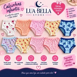KIT Calcinhas Infantil Menina 100% Algodão Estampadas Confortáveis Roupa Íntima Infantil 5/10
