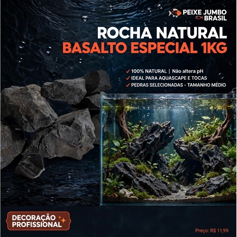 Rocha Natural Basalto Especial 1 Kg Aqua Pedras