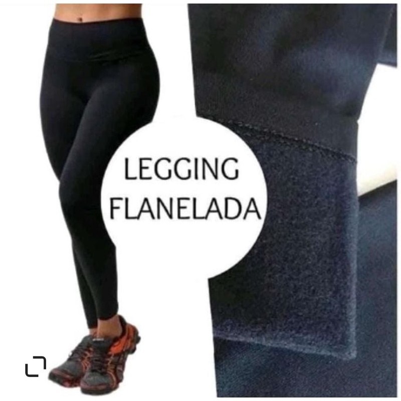 Legging Flanelada Grossa Calça Leg Peluciada Forrada Por Dentro Costura Reforçada Calça Térmica