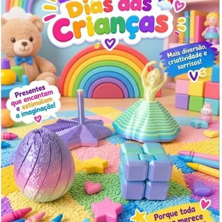 ​✨ Kit Sensorial Fidget Toys 3D Rainbow Dia das Crianças - Ovo, Estrela Giratória, Cubo e Bailarina ✨
