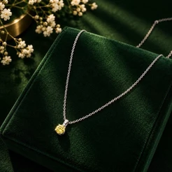 Colar Moissanite amarelo 5mm Prata 925 com Banho de Ródio Elegante