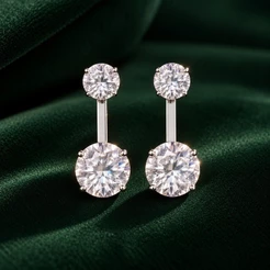 Brinco Duas Pedras Zircônia Transparente 8mm em Prata 925