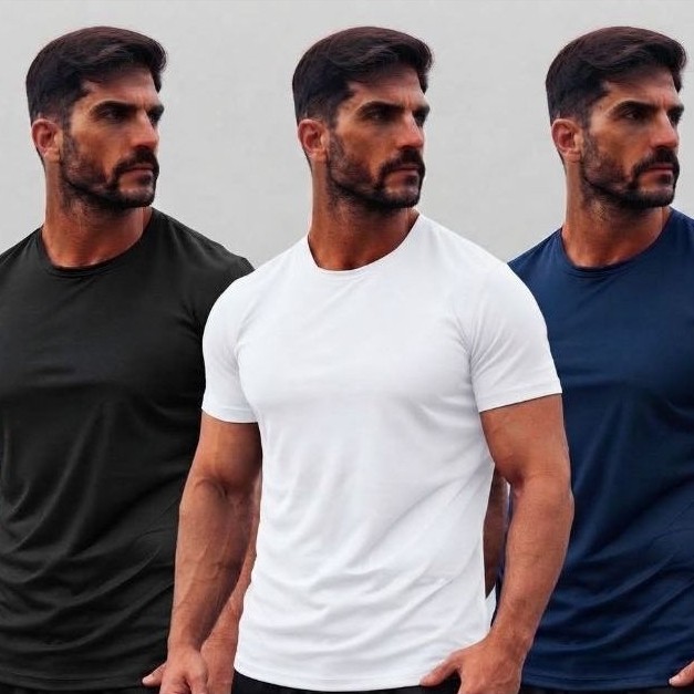 Kit 3 Camisetas Dry Fit Masculina com Elastano Secagem Rápida Academia Treino Corrida Fitness Antiodor não amassa