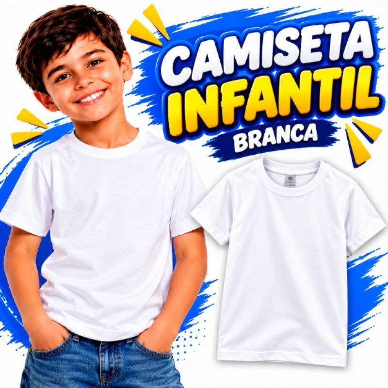 CAMISETA BRANCA  INFANTIL MALHA  ANTI PILLING