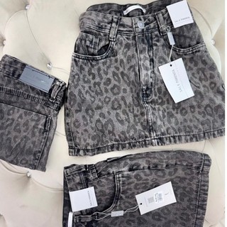 saia jeans feminina animal print sal e pimenta