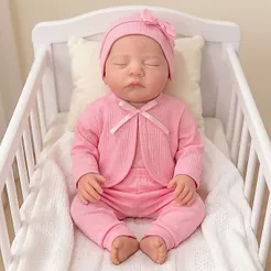 Boneca Reborn Bebê Realista Livia em Vinil Siliconado com Olhos Fechados Pode Tomar Banho Envio Imediato