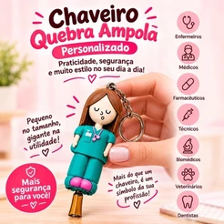 CHAVEIRO QUEBRA AMPOLAS PERSONALIZADO(SOMENTE NA COR ROSA)