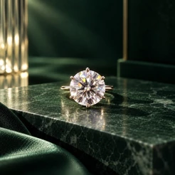 Anel Solitário Moissanite 14mm em Prata 925 Elegante