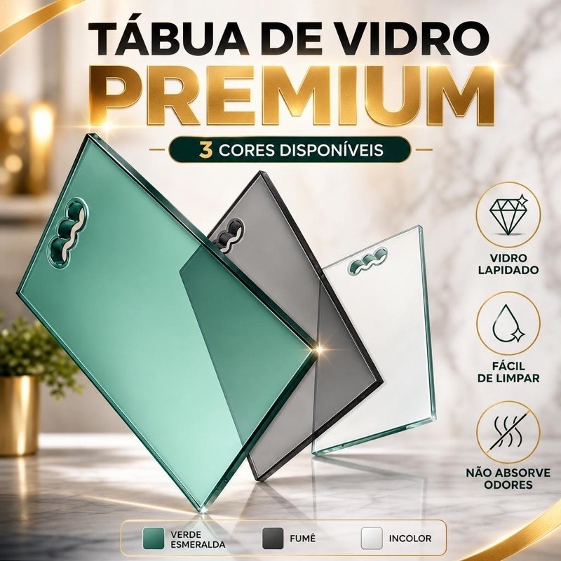 Tábua de corte de carne/churrasco vidro INQUEBRAVEL super higiênicas 40x25CM