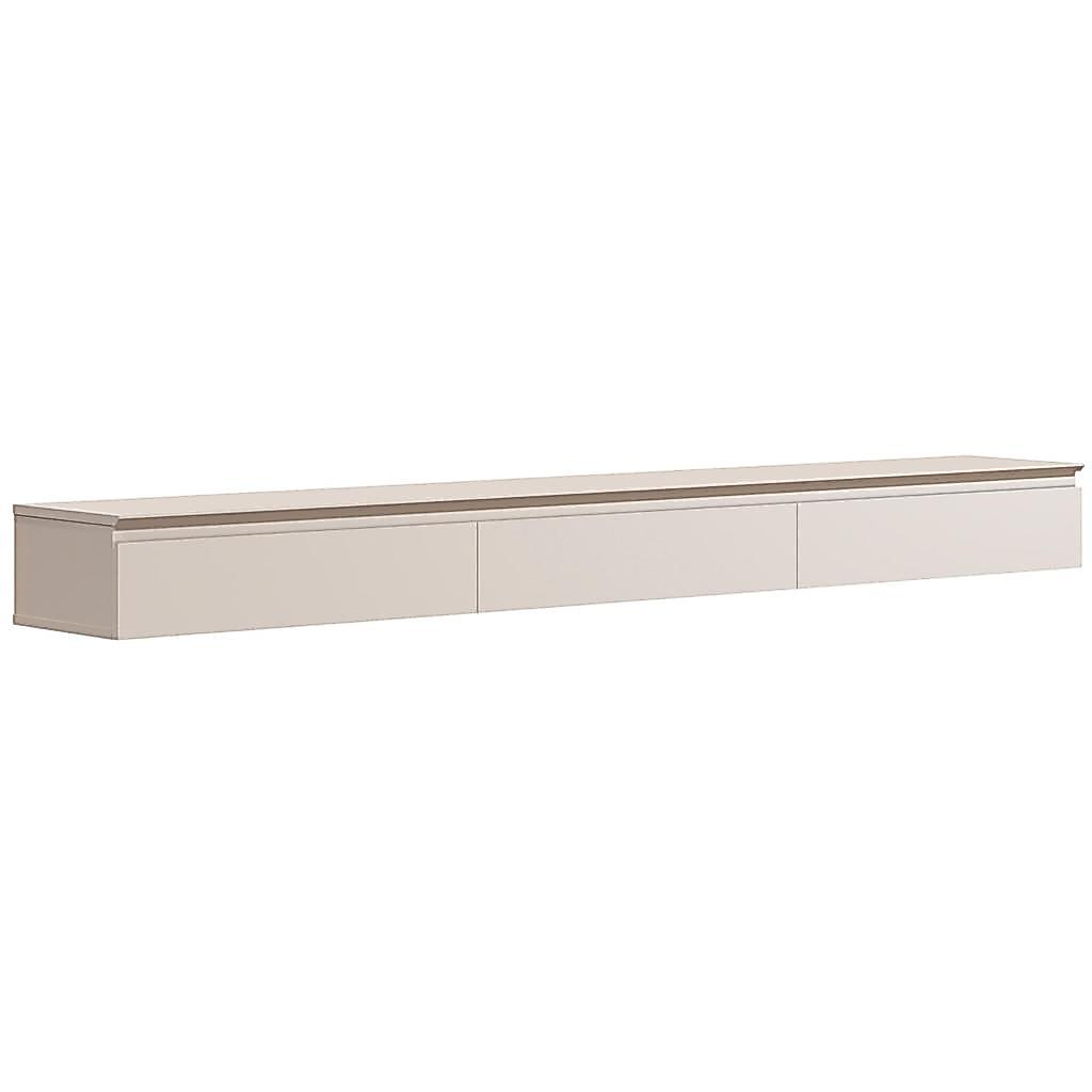 Rack Suspenso Para Painel ou TV até 75 Polegadas 3 Gavetas 2,17m Aspen Off White EDN