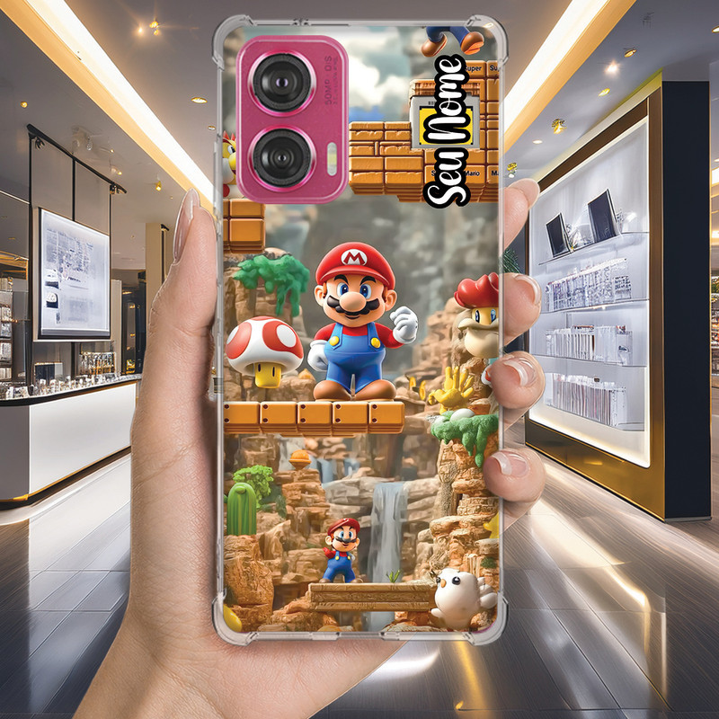 Capa Capinha MOTO G34 G32 G31 G24 G23 G22 G7 POWER PLAY G6 E40 E7 Anti-impacto Personalizada gamer MARIO nome (3569)