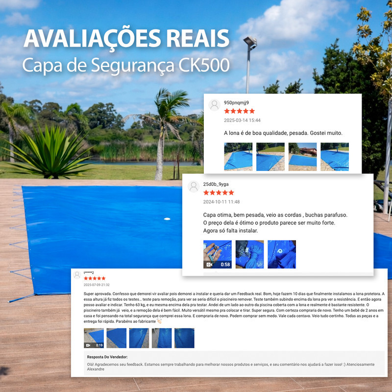 Capa de Segurança para Piscina 6,5x3 CK500 500 Micras em PVC Suporta 300 kg + Kit de Instalação — imagem 2 de 2