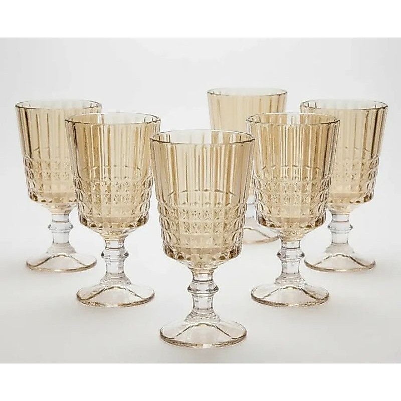 CONJUNTO DE TAÇAS DE VIDRO WINCY BRESCIA DOURADO 360 ML 6 UNIDADES.