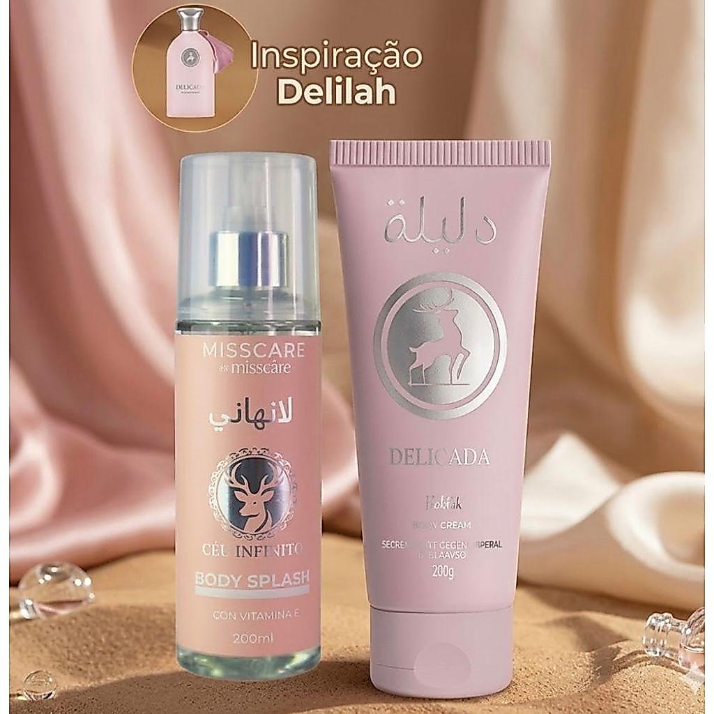 Kit Body Splash Céu Infinito  + Creme Hidratante Delicada Insp. Perfumaria Árabe Delilah