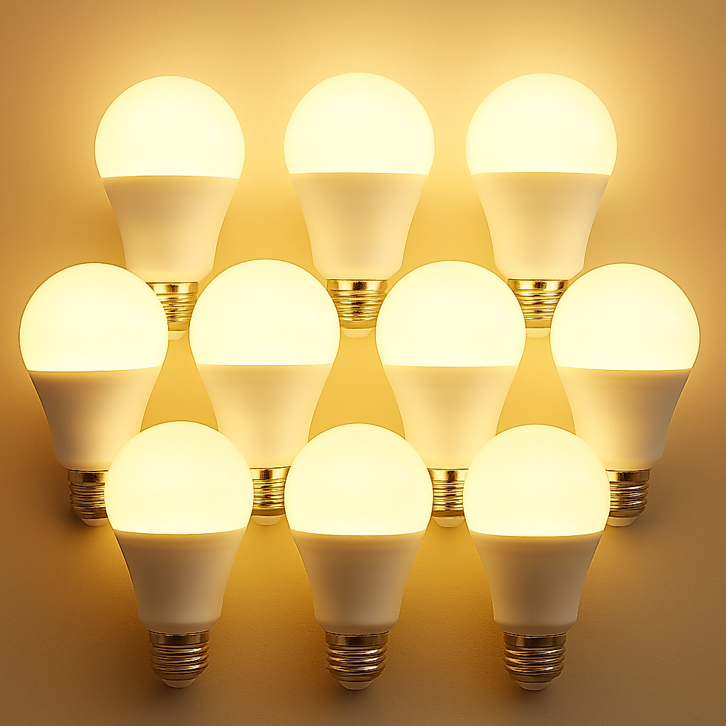 Kit 10 Lâmpada Led Bulbo 9w 3000k Branco Quente Bivolt 110v 220v Luz Amarela Ambiente Aconchegante