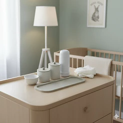 Kit Higiene Bebê K200 Porcelana com Térmica Moderno Decoração Quarto Menino Menina Banho e Cuidados