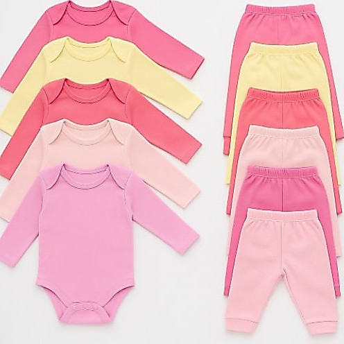 Kit 4 Peças Body + Mijão Menina e Menino Manga Longa Infantil Bory Bori Feminina e Masculino RN ao G