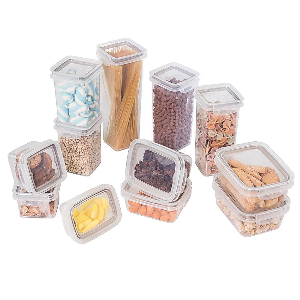 Kit 12 Potes Porta Mantimentos Herméticos Empilháveis Plástico para Despensa Geladeira Armário Plasútil