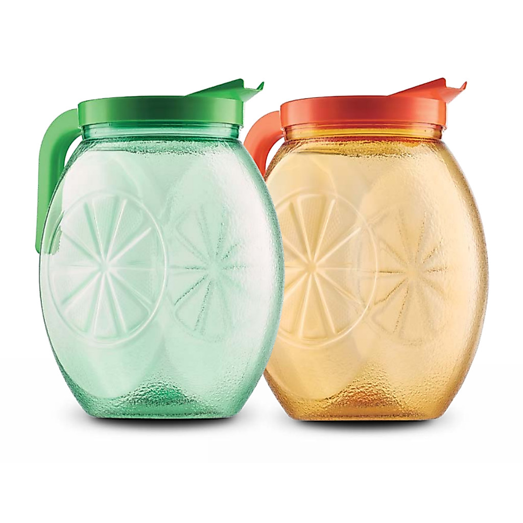 Jarra Ice Laranja Limão 2,65 litros Plástica Bico Ergonômico Tampa Rosca Textura Achadinhos Shopee