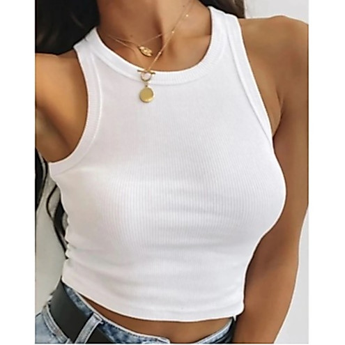 Cropped Regata Canelado Gola Redonda