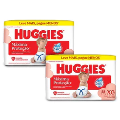 Kit 2 - Huggies Fralda Descartável Máxima Proteção XG - 58 Un