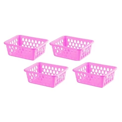 Kit 4 Cesto Organizador Multiuso Lavanderia Retangular 16x12x6