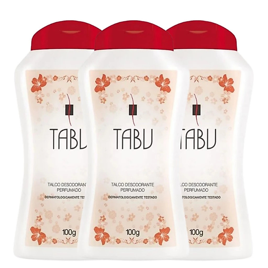 Kit 3 Talco Perfumado Tabu Tradicional 100G - Dana