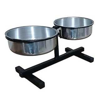 Comedouro ou Bebedouro Pet Duplo Elevado com Regulagem  Para Cachorros e Gatos