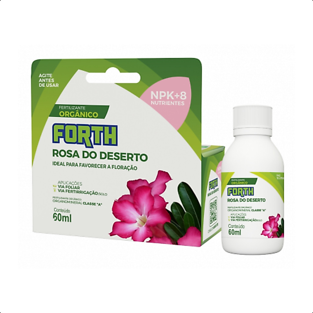Fertilizante Adubo Orgânico Forth Jardim Rosa Do Deserto 60ml Concentrado Crescimento Floração NPK+