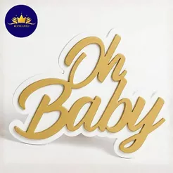 Palavra Oh Baby Mdf Letreiro Frase 60x40 Dourado personalizado