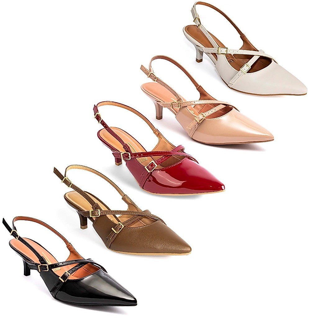 Scarpin Vizzano Slingback Feminino Salto Baixo Fivelas 1122.885