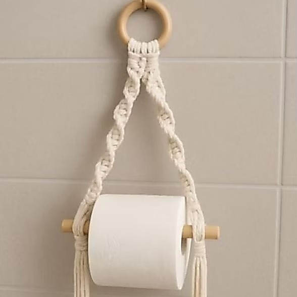 suporte de papel higiênico em macrame 40 cm Feito a mão