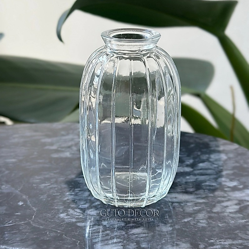 Mini Vaso Canelado Vidro 12 cm
