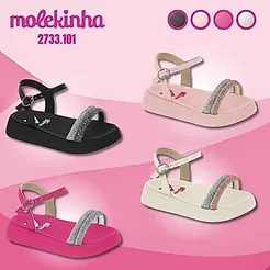 Sandália Infantil Moleca Papete Strass Cristal Diamond Confortável