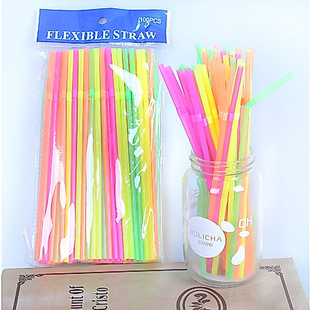 100 unidades de canudos cores Neon - Festa e Decoração